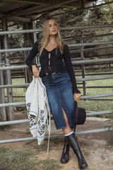 Starcie Denim Midi Skirt - Medium Denim - XL - Image 34