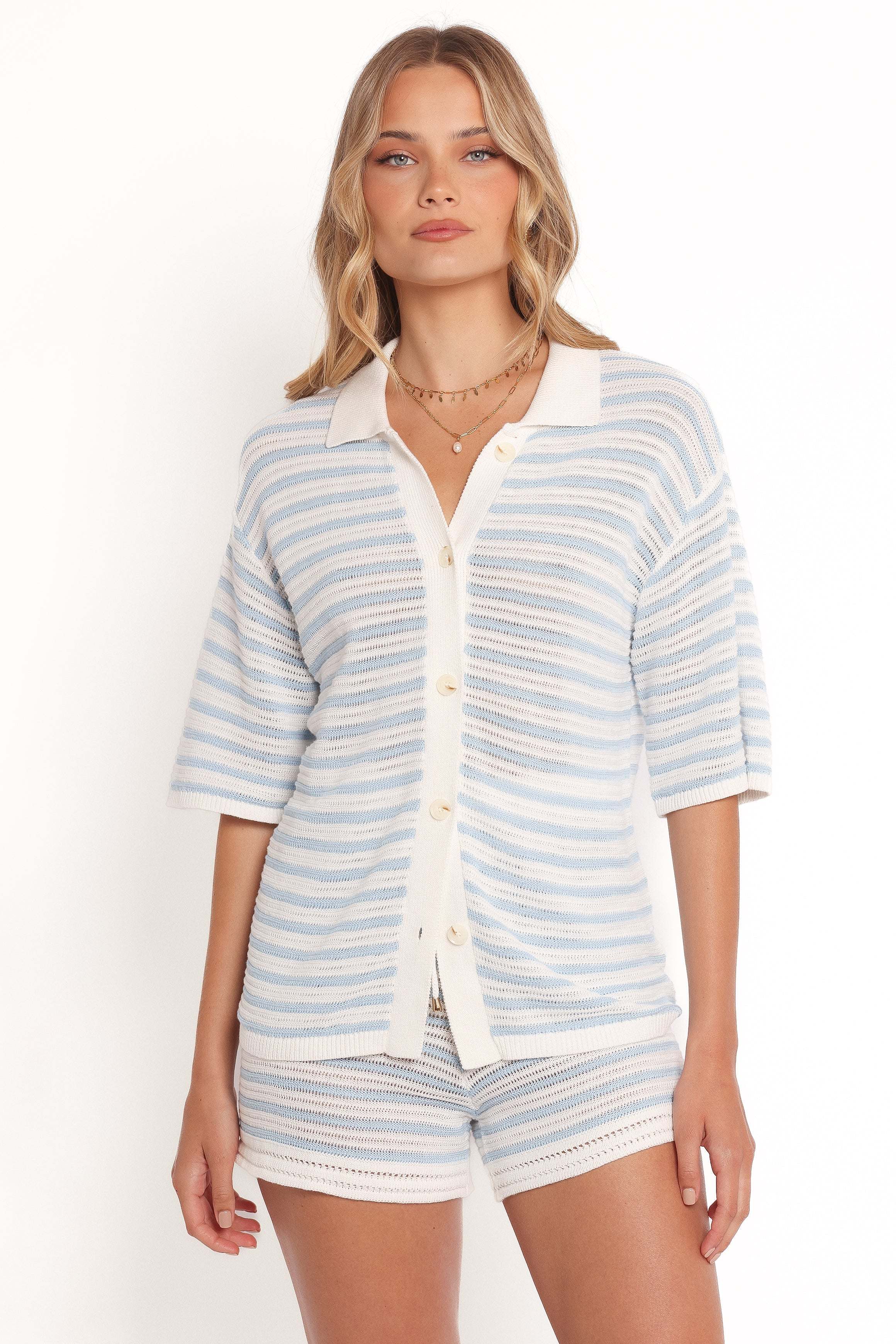 Cherie Knit Short - Cream Sky Blue - XL - Image 46