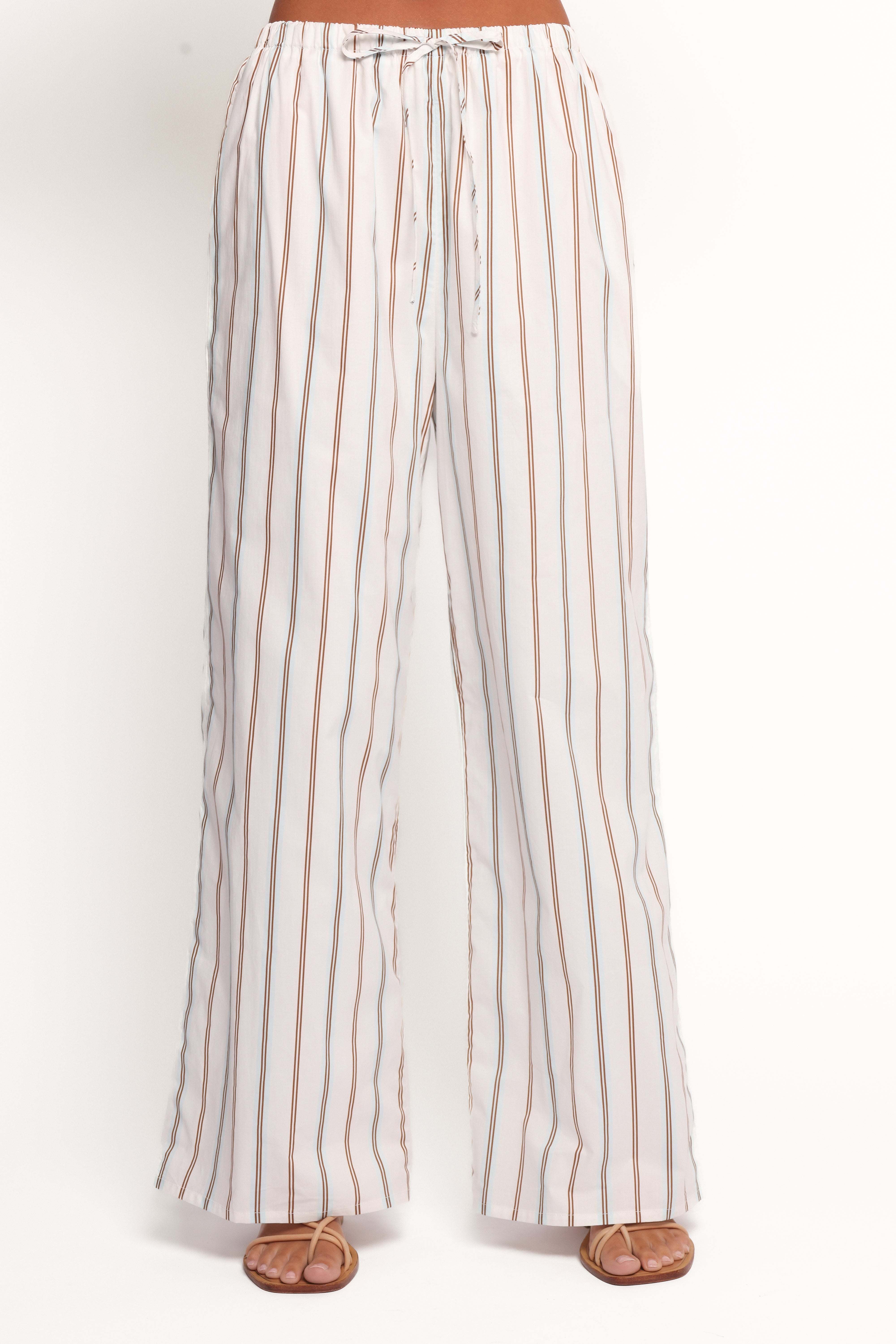 Ember Cotton Pants - Blue Brown Stripe - XL - Image 30