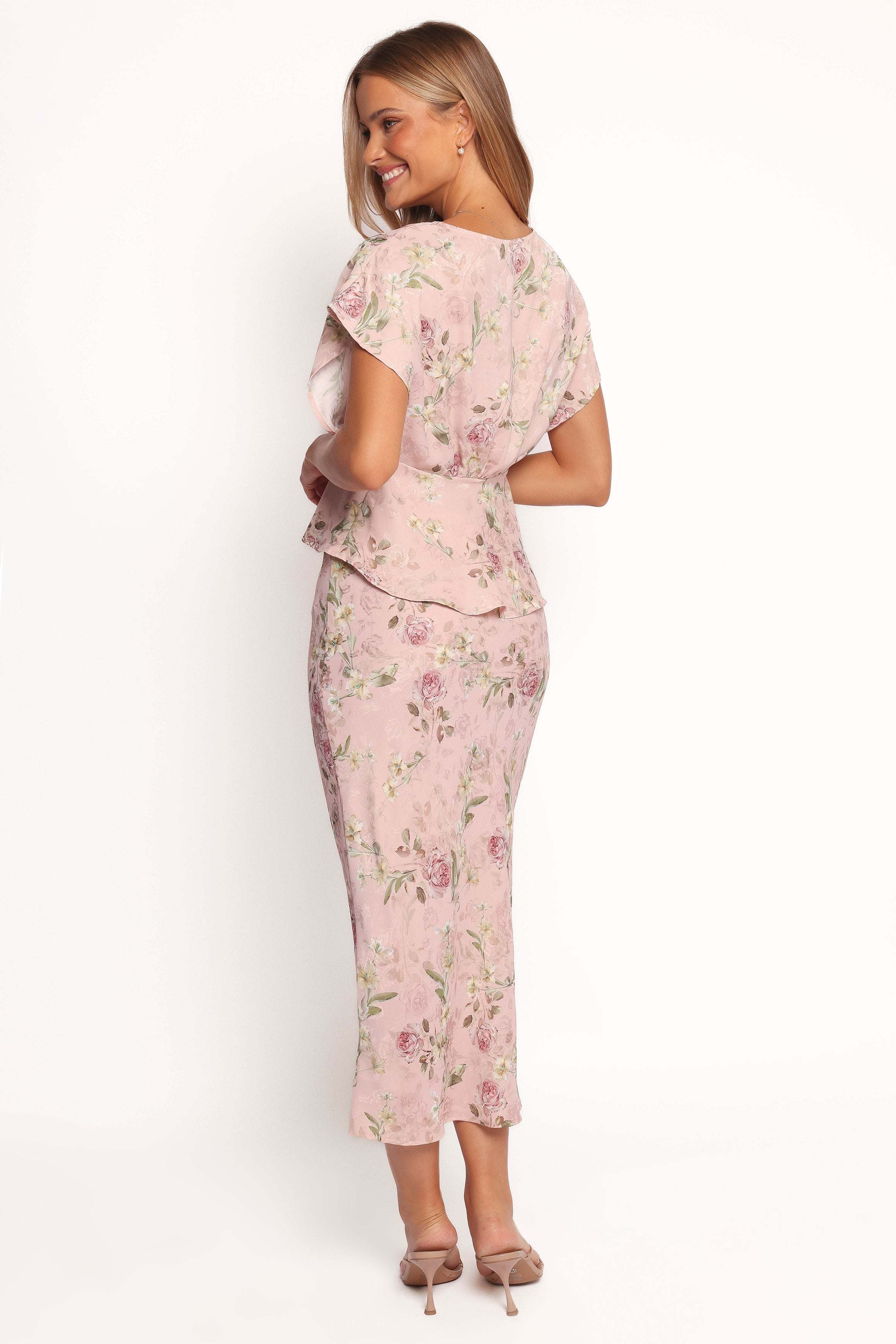 Kenna Satin Midi Skirt - Blush Rose - XL - Image 37