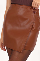Rebecca Faux Leather Mini Skirt - Camel - XL - Image 30