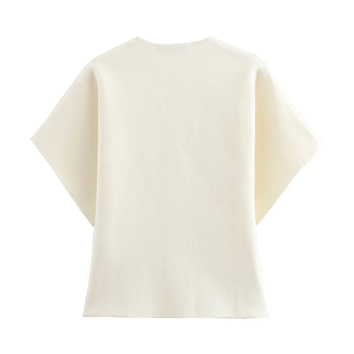 AYDENMONTANA 2024 Autumn Women's European & American Style Flat-Knit Short Sleeve Jacket - V-Neck Street Fashion Knitted Top