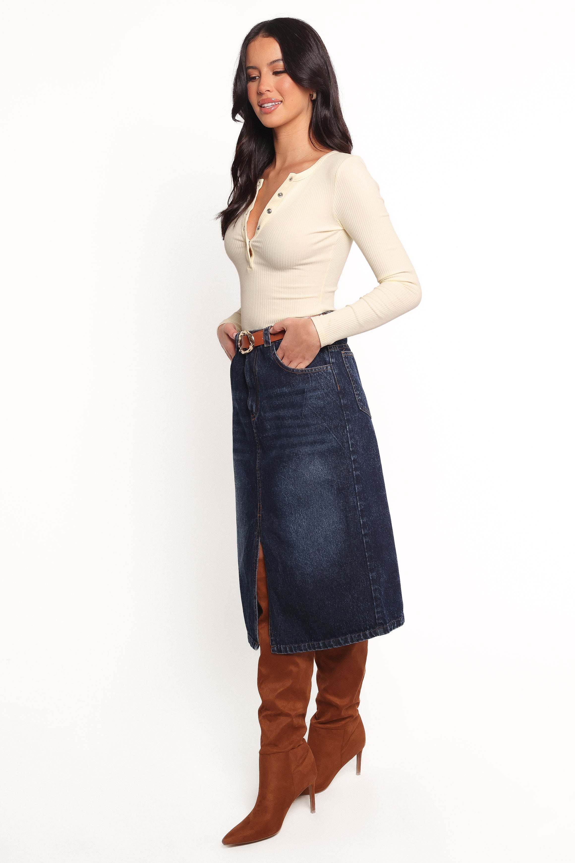 Starcie Denim Midi Skirt - Medium Denim - XL - Image 37