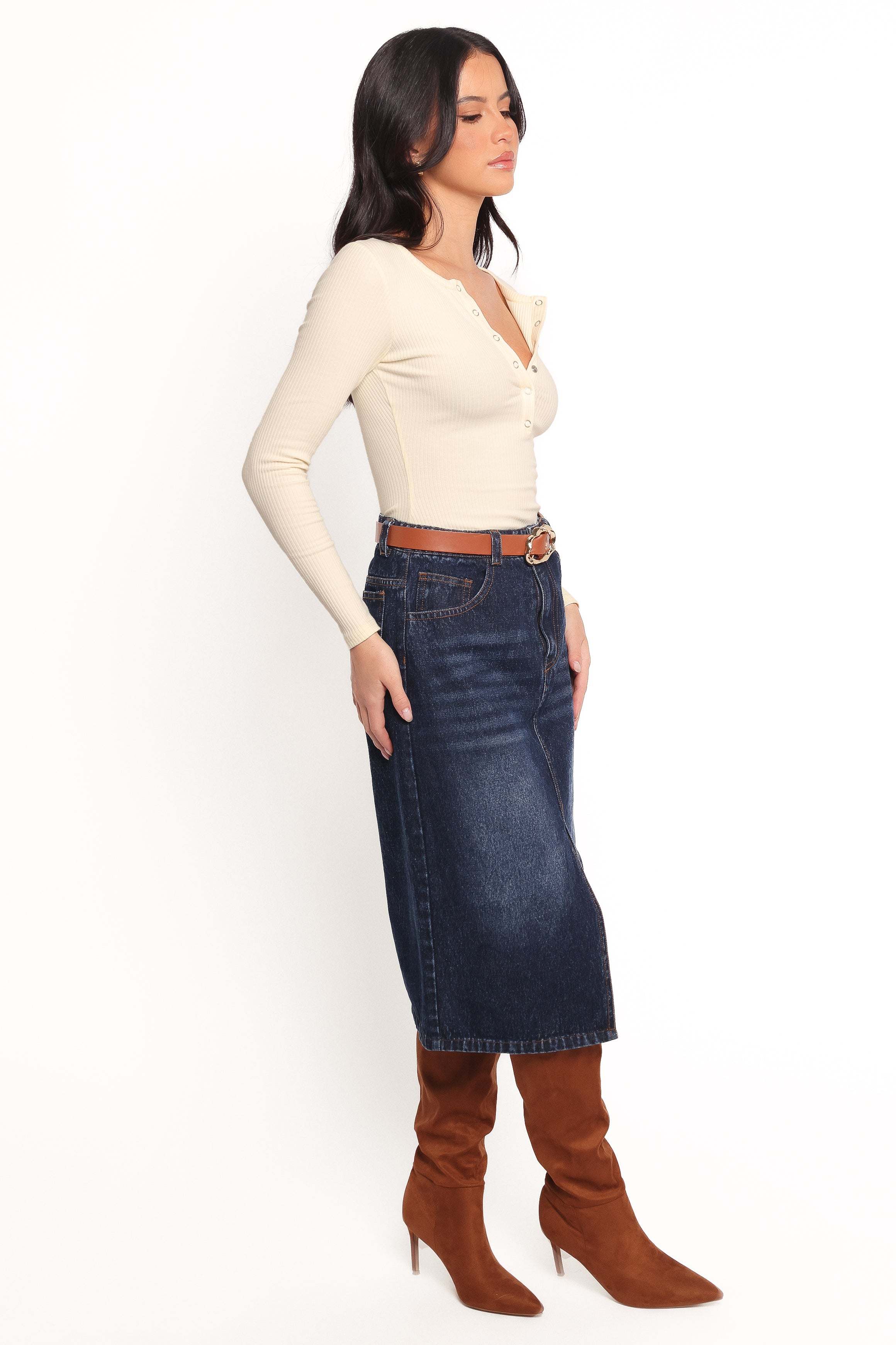 Starcie Denim Midi Skirt - Medium Denim - XL - Image 39