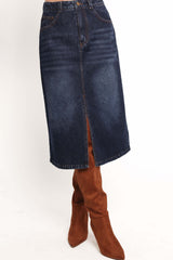 Starcie Denim Midi Skirt - Medium Denim - XL - Image 36