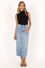 Dana Denim Midi Skirt - Blue Wash - 12 - Image 58