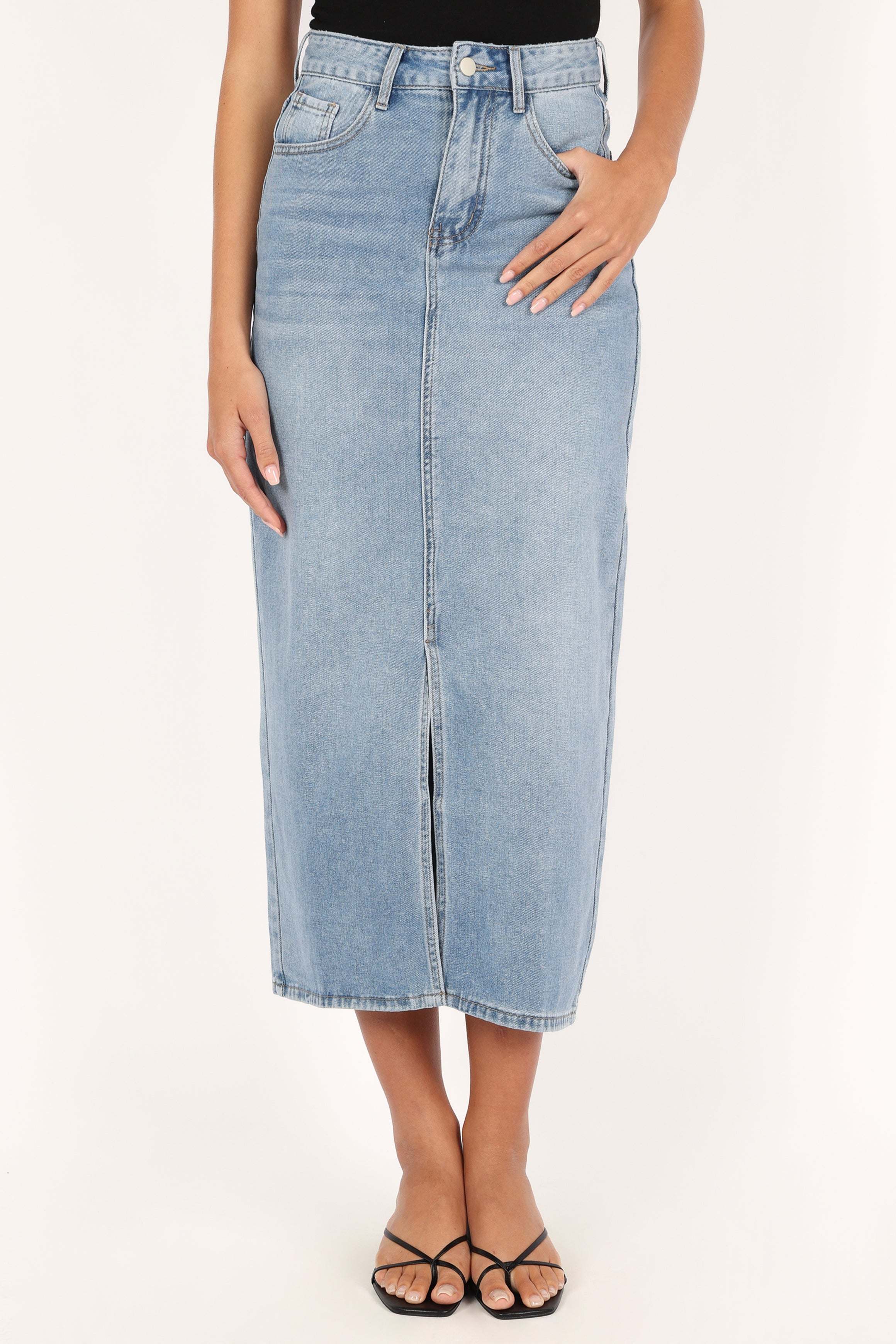 Dana Denim Midi Skirt - Blue Wash - 12 - Image 60