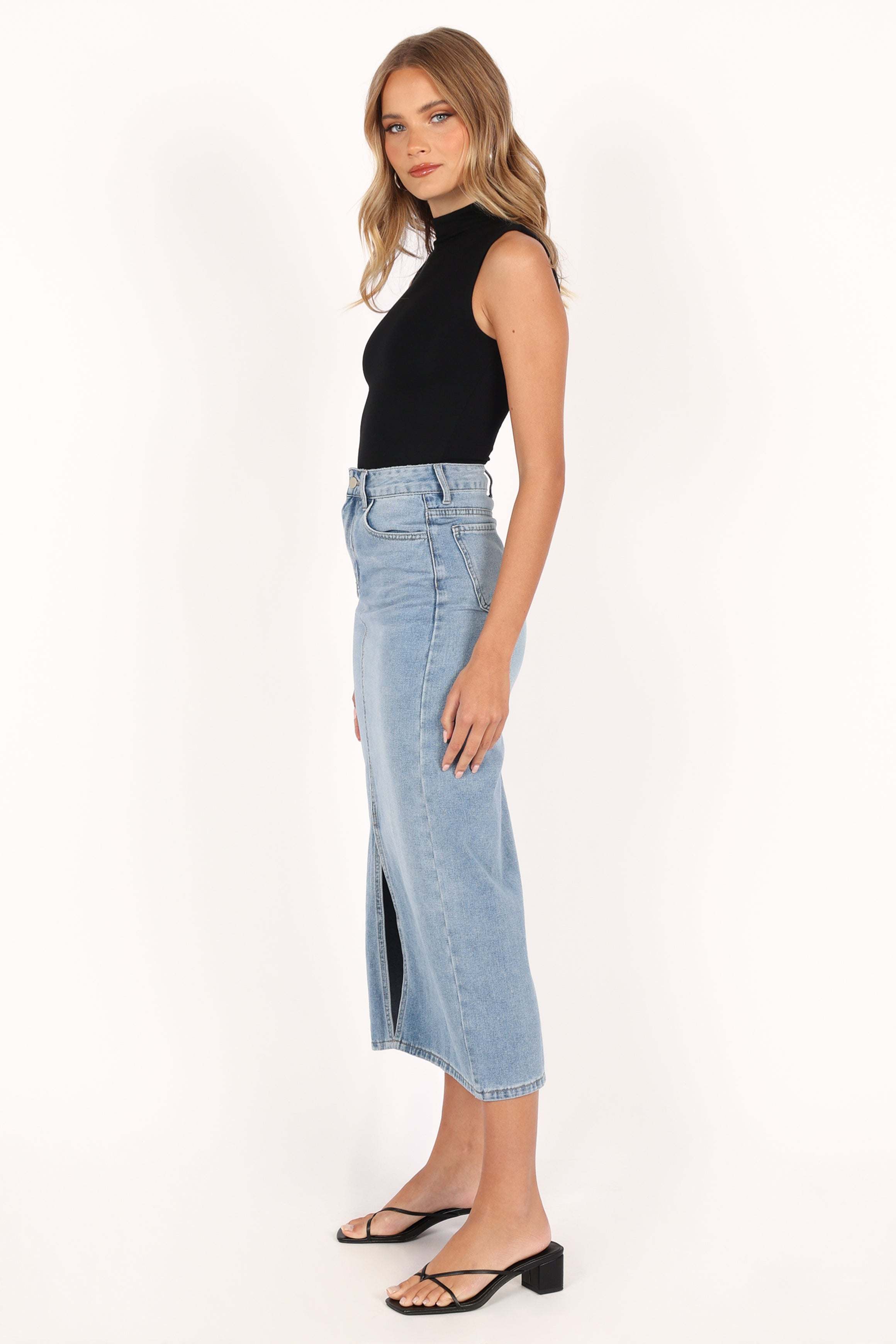 Dana Denim Midi Skirt - Blue Wash - 12 - Image 62
