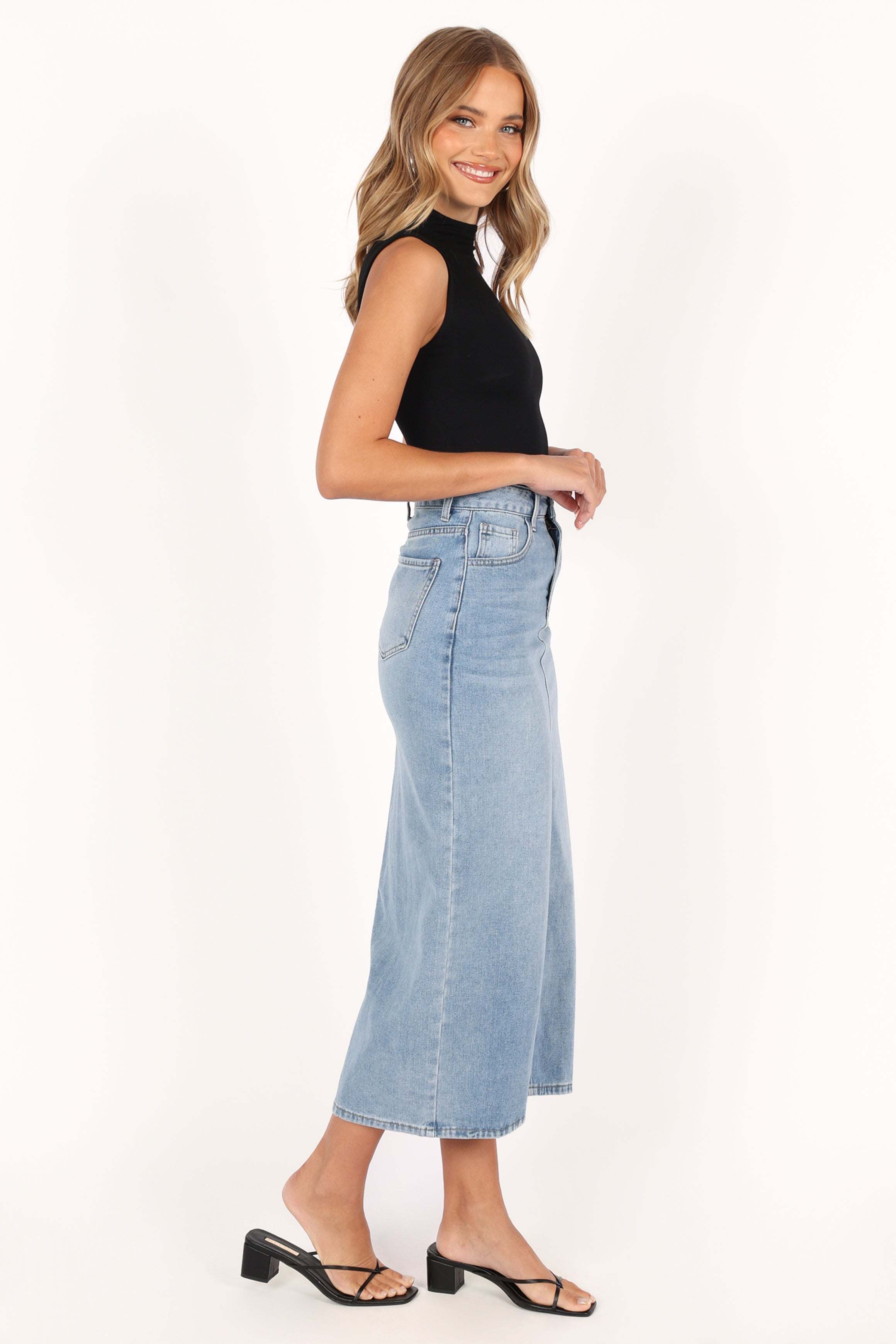 Dana Denim Midi Skirt - Blue Wash - 12 - Image 64