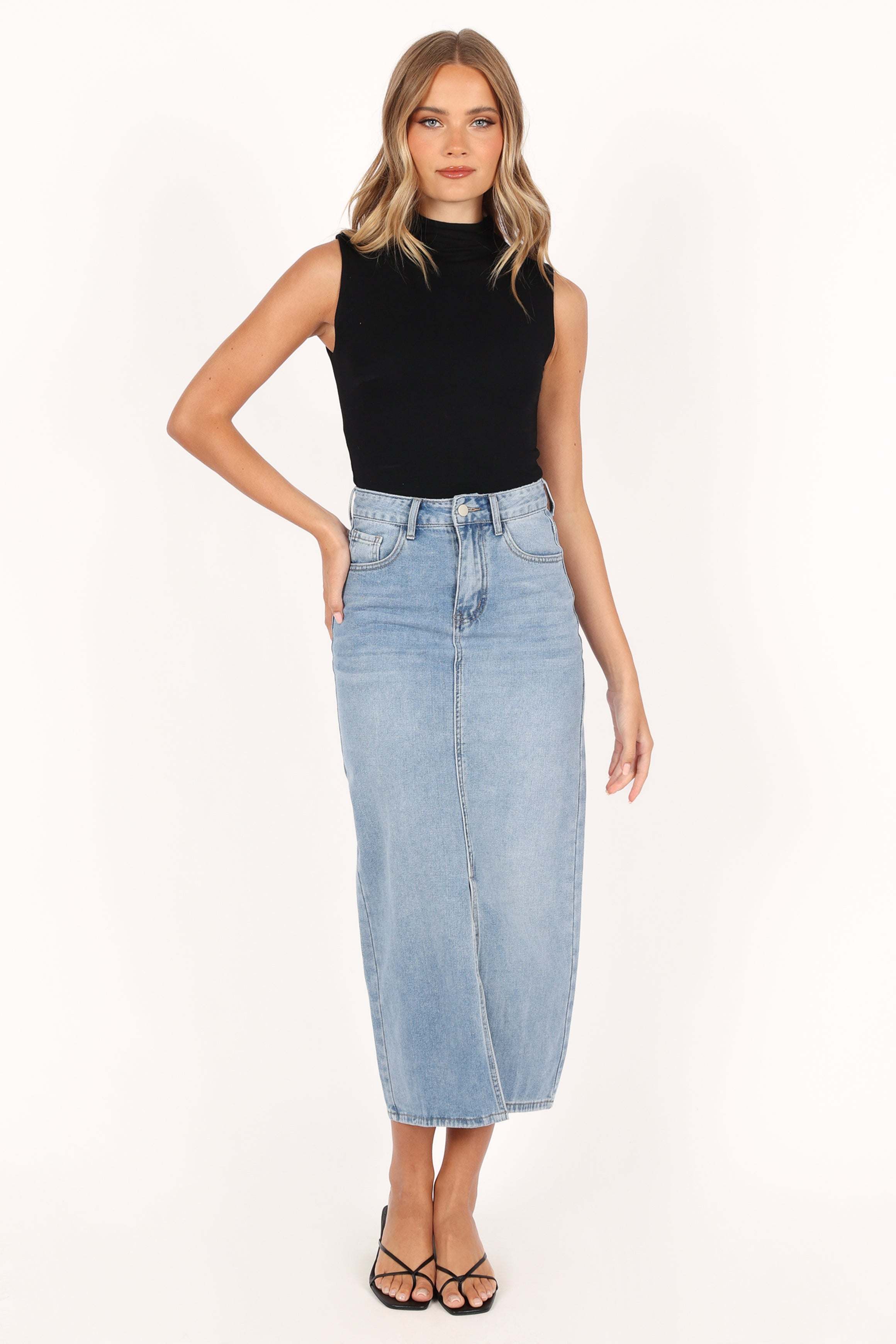Dana Denim Midi Skirt - Blue Wash - 12 - Image 65