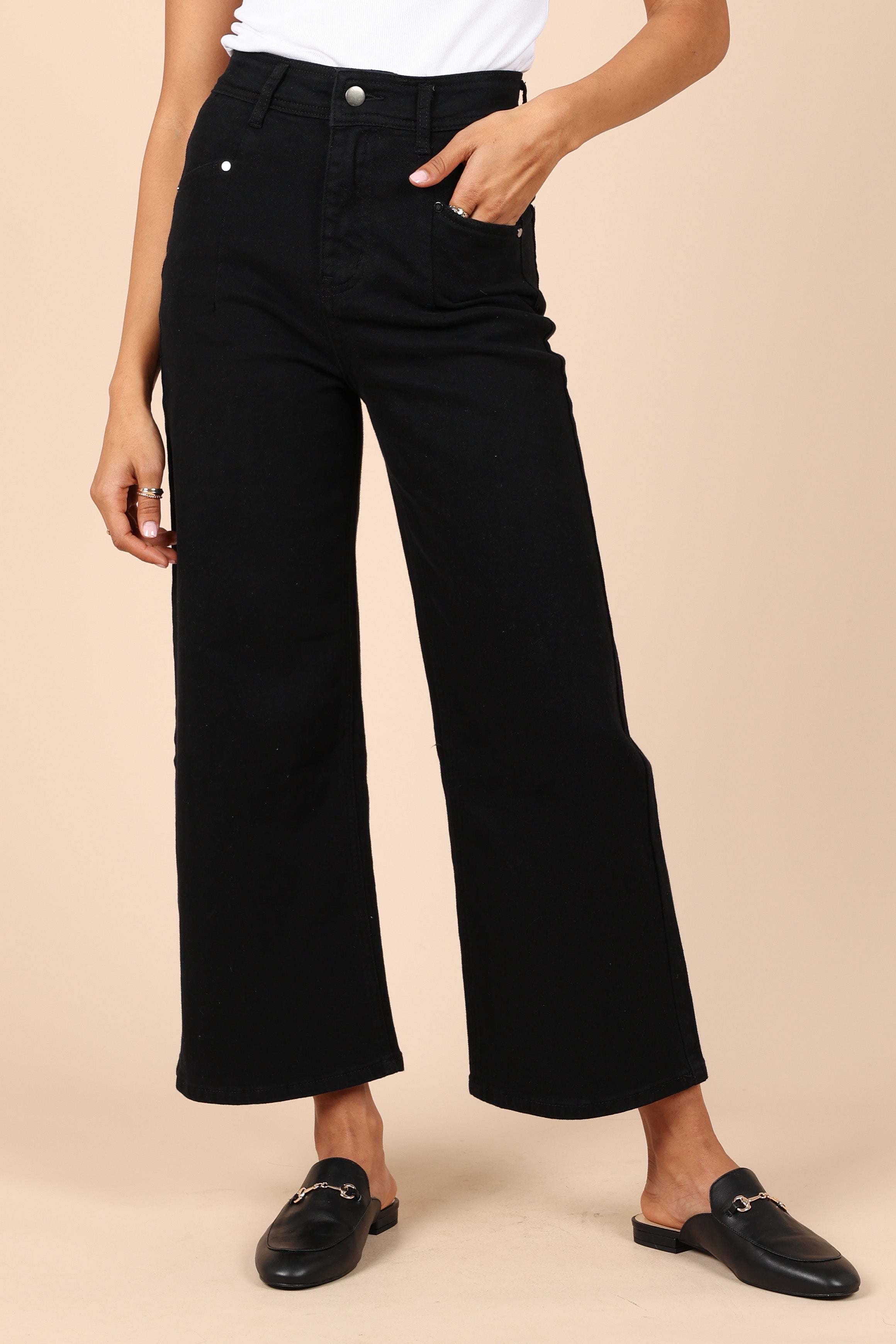 Georgette High Waisted Straight Leg Pants - Black - XL - Image 33