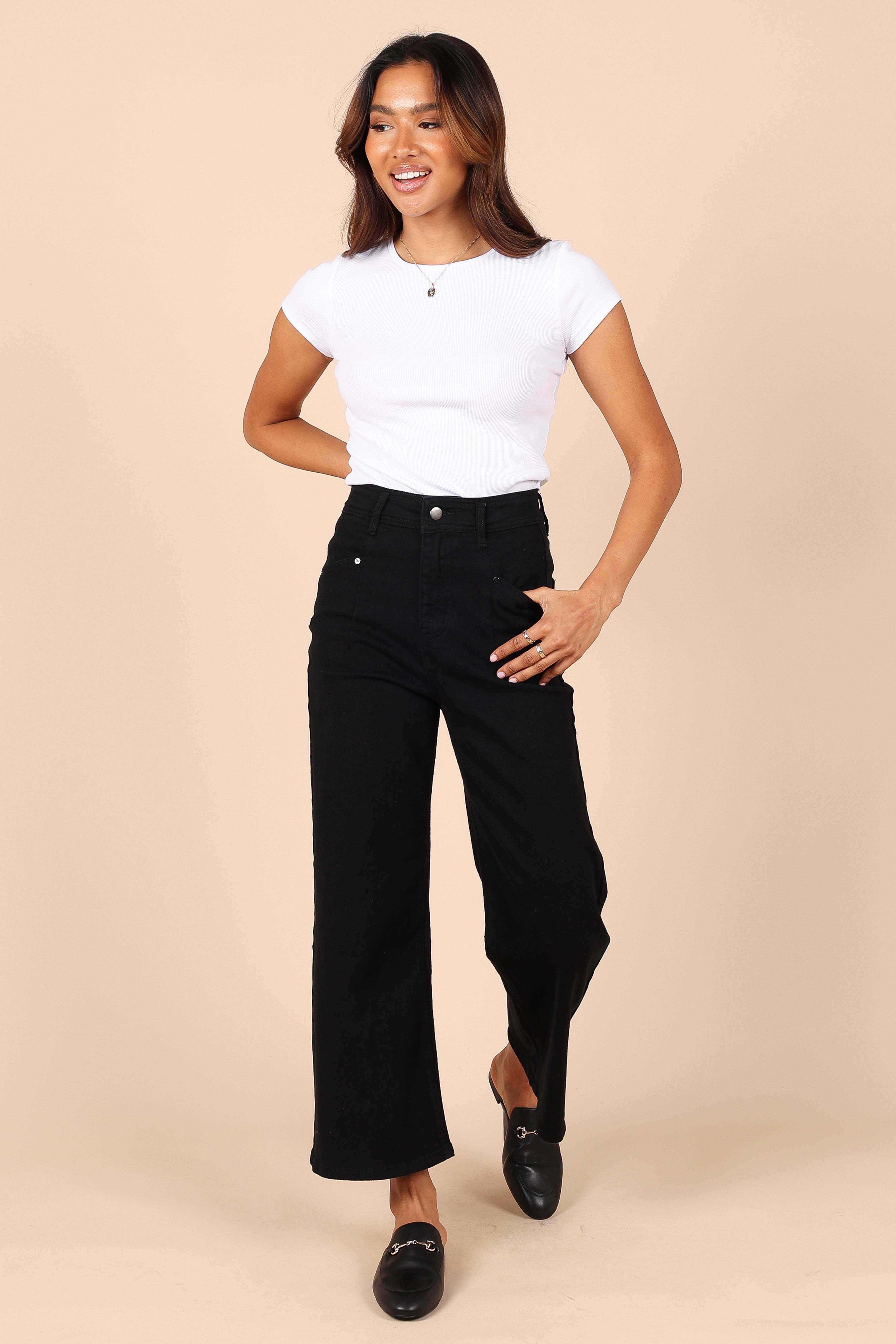 Georgette High Waisted Straight Leg Pants - Black - XL - Image 34